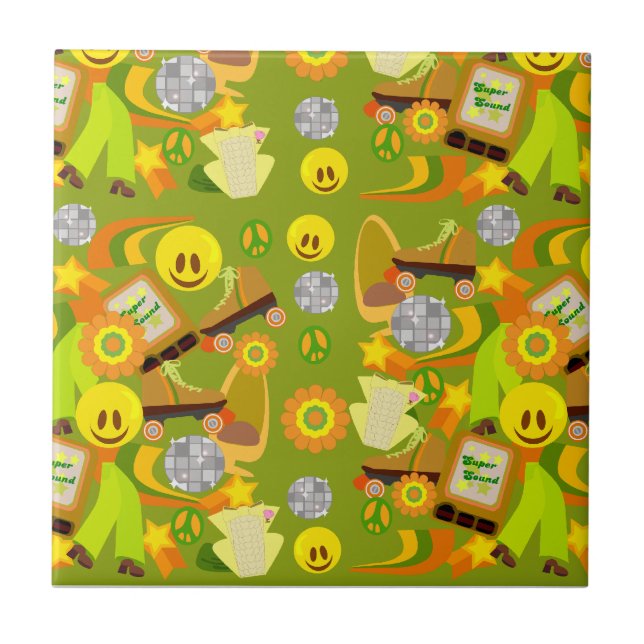 Groovy-Flashback-Muster Fliese (Vorderseite)