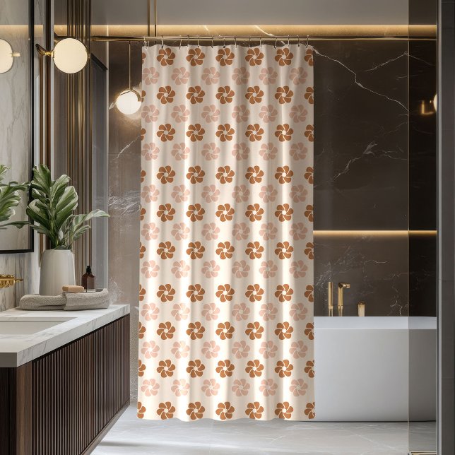 Groovy Floral Curtain 70s Pastel Sage Vibes Duschvorhang (Groovy Floral Curtain 70s Pastel Sage Vibes)