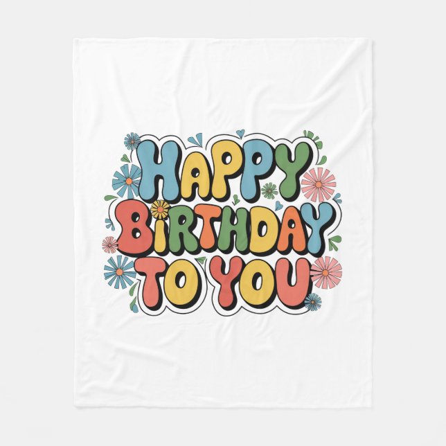 Groovy Floral Geburtstag Fleecedecke (Vorderseite)