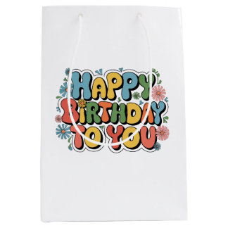 Groovy Floral Geburtstag Mittlere Geschenktüte