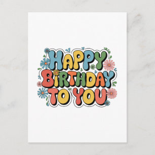 Groovy Floral Geburtstag Postkarte