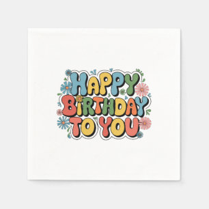 Groovy Floral Geburtstag Serviette