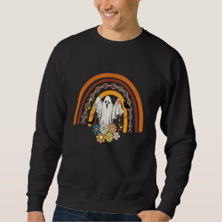 Groovy Floral Geist Süßer Halloween Regenbogen Gra Sweatshirt