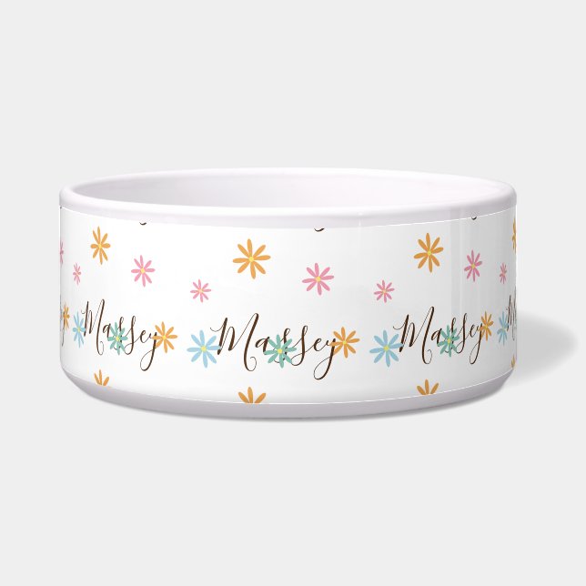 Groovy Floral Name Muster Napf (Vorderseite)