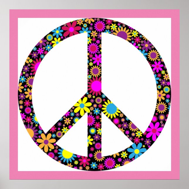 GROOVY FLORAL PEACE SIGNAM Poster (Vorne)