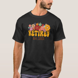 Groovy Floral Remüde Est 2023 Rente Peace Wo T-Shirt