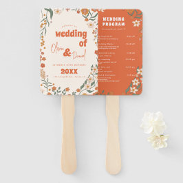 Groovy Floral Vintag Retro Hochzeitsprogramme Fächer