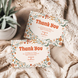 Groovy Floral Vintag Retro Wedding Dankeskarte