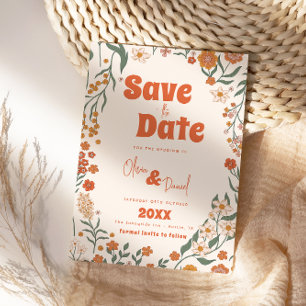 Groovy Floral Vintag Retro Wedding Save The Date