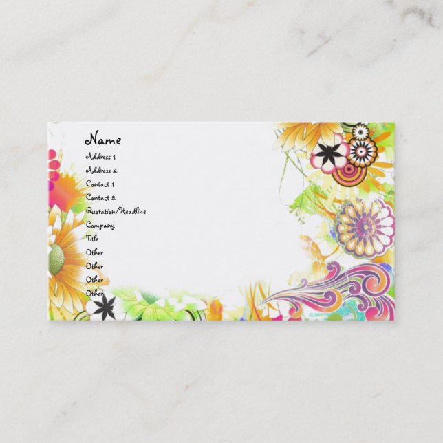 Groovy Floral Visitenkarte (Vorderseite)