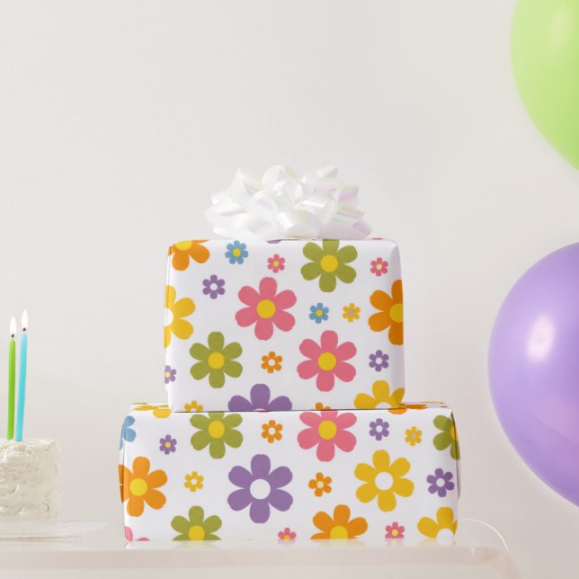 Groovy Flower Power Geschenkpapier (Partygeschenke)