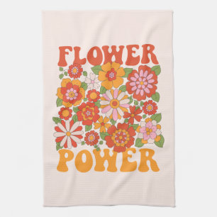 Groovy Flower Power Grafik Geschirrtuch