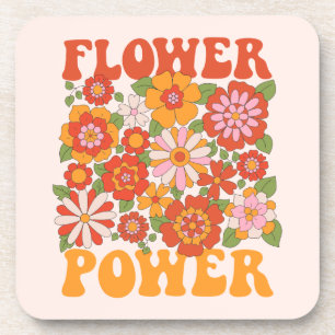 Groovy Flower Power Grafik Getränkeuntersetzer