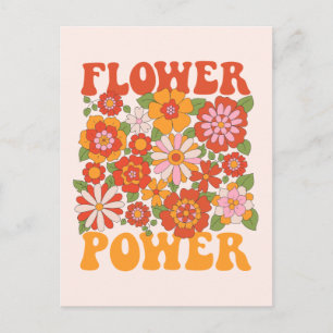 Groovy Flower Power Grafik Postkarte