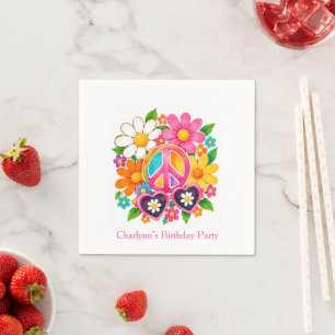Groovy Flower Power Mädchen-Geburtstagsfeier Serviette
