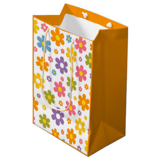 Groovy Flower Power (Orange) Mittlere Geschenktüte