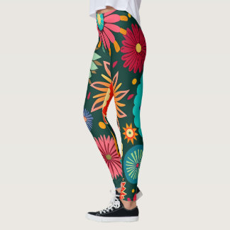 Groovy Folk Blume, Maximalistisches Retro-Helles D Leggings