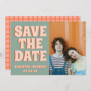 Groovy Foto Blau Pink Rot Funky Save The Date