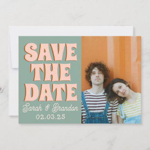 Groovy Foto Blau Pink Rot Funky Save The Date