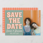 Groovy Foto Blue Pink Red Funky Save The Date<br><div class="desc">Groovy Bold Blue Pink Red Funky Save the Date</div>