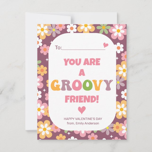 Groovy Friend Classroom Valentine Feiertagskarte (Vorderseite)