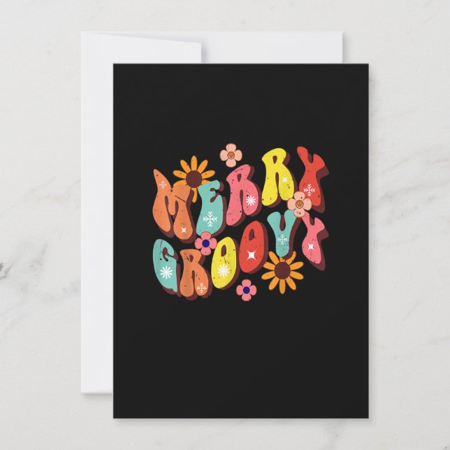 Groovy Frohe Weihnachten Hippie Tis The Season Xma Einladung (Vorderseite)