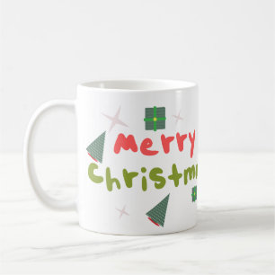 Groovy Frohe Weihnachtsbaum-Blasen-Buchstaben Kaffeetasse