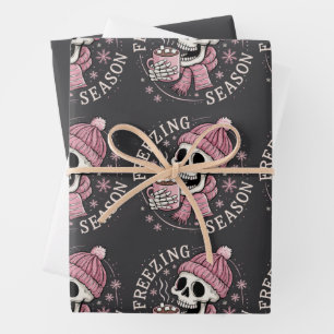 Groovy Frostige Saison Skelett Winterzeit Weihnach Geschenkpapier Set