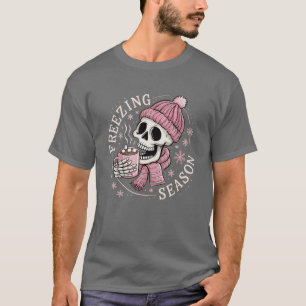 Groovy Frostige Saison Skelett Winterzeit Weihnach T-Shirt
