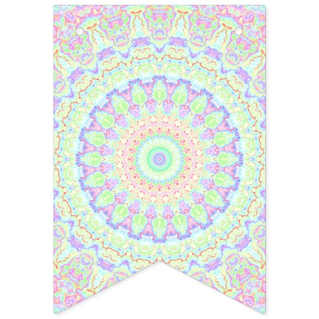 Groovy Funky Boho Hippie Rainbow Abstrakt Mandala Wimpelkette (Erste Fahne)