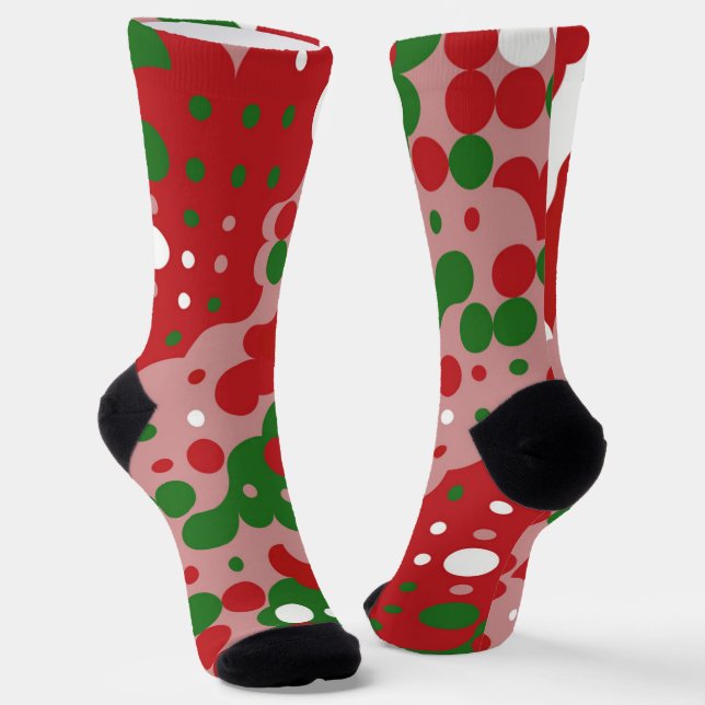 Groovy Funky Mod Retro Christmas Pattern Socks Socken (Gewinkelt)