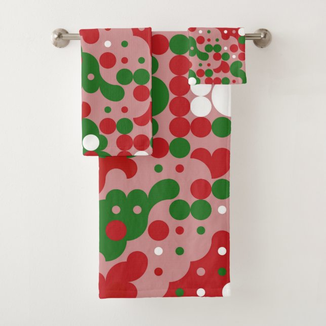 Groovy Funky Mod Retro Weihnachtsmuster Badhandtuch Set (Insitu)