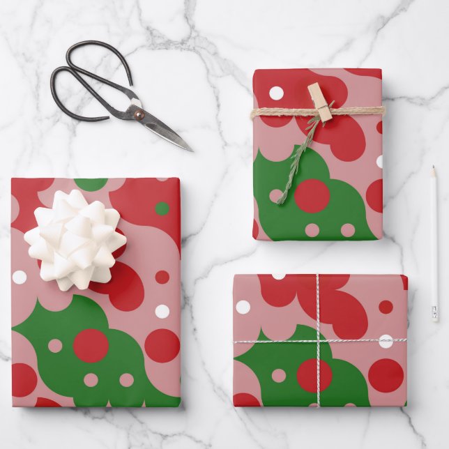 Groovy Funky Mod Retro Weihnachtsmuster Geschenkpapier Set (Vorderseite)
