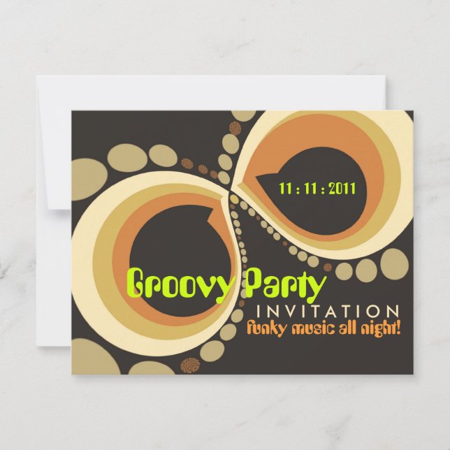 Groovy Funky Party Einladungsschablone Einladung (Vorderseite)