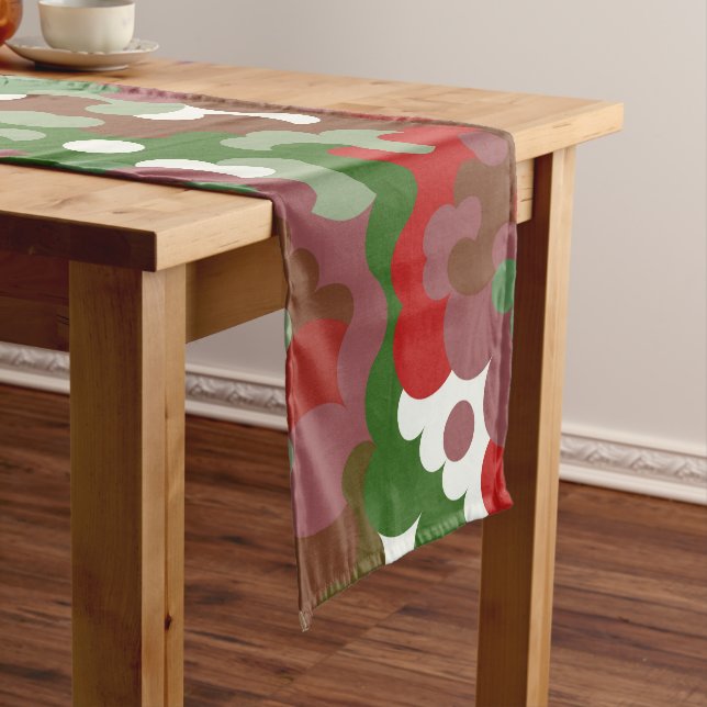 Groovy Funky Retro Boho Red und Green Christmas Großer Tischläufer (Beispiel)