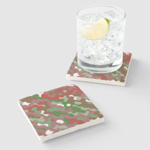 Groovy Funky Retro Boho Red und Green Christmas Steinuntersetzer