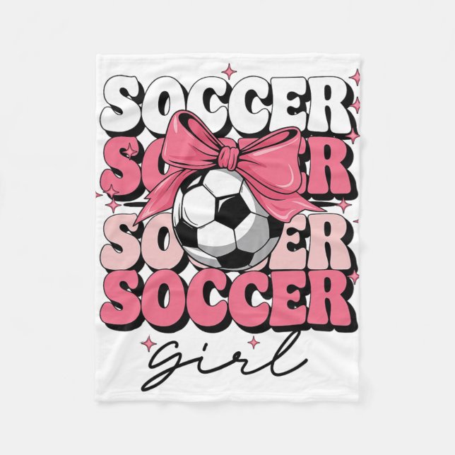 Groovy Fußball Mädchen Mädchen Coquette Bogen Fußb Fleecedecke (Vorderseite)