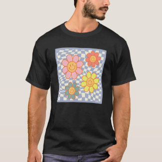 Groovy Gänseblümchen-Blumen-Glückliches Gesicht Hi T-Shirt