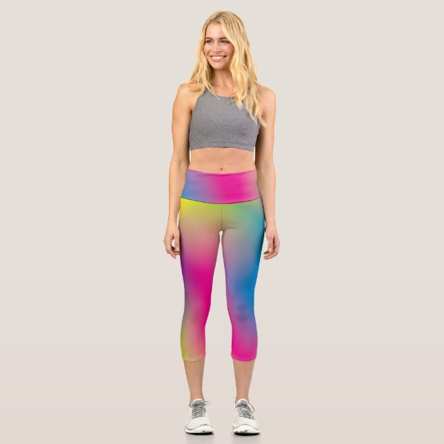 Groovy Gefärbte Krawatte Capri Leggings (Vorderseite)