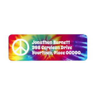 Groovy gefärbte Krawattehippie-Rücksendeadresse