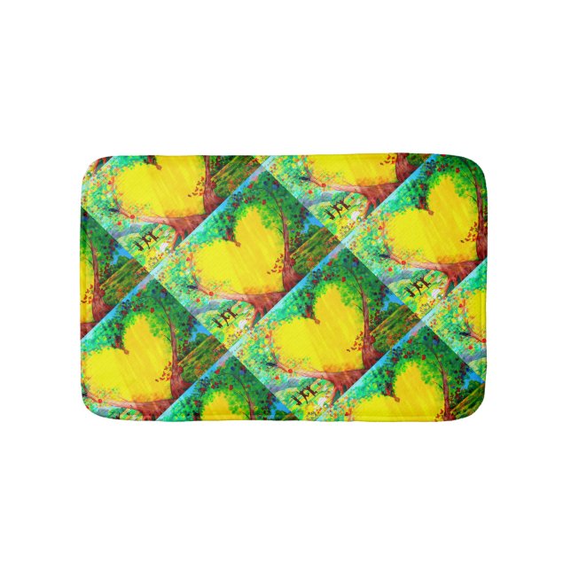 Groovy gelbe Herzen Badematte (Vorderseite)