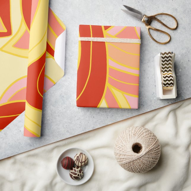 Groovy Gelbs Geschenkpapier (Kunsthandwerk)