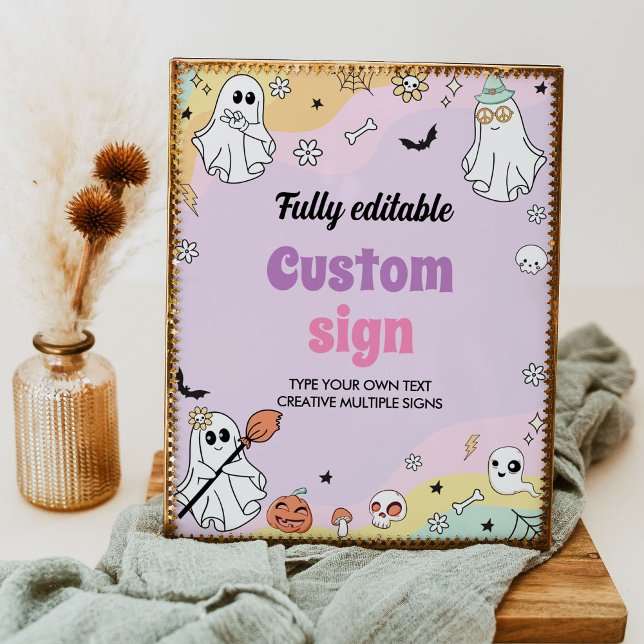 Groovy Ghost Birthday Party Table Sign Poster (Von Creator hochgeladen)