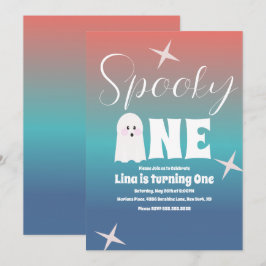 Groovy Ghost Halloween Geburtstag Gradient Einladung