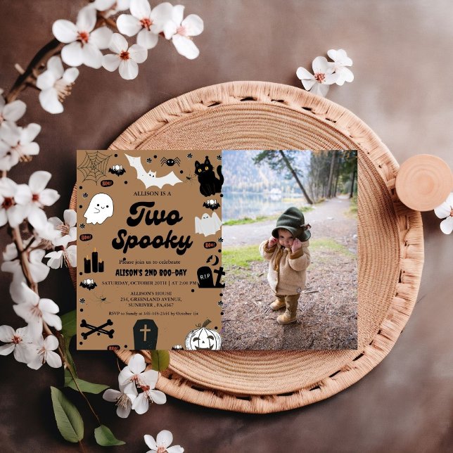 Groovy Ghost Halloween Zwei Spooky 2. Geburtstag Einladung (Von Creator hochgeladen)