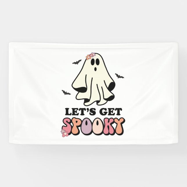 Groovy Ghost Retro Halloween Geburtstag Banner (Horizontal)