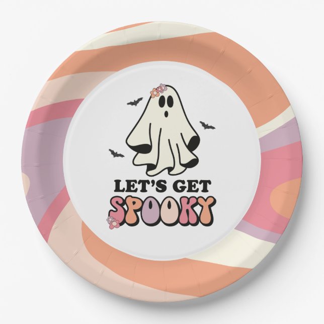 Groovy Ghost Retro Halloween Geburtstag Pappteller (Vorderseite)