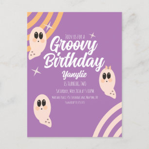 Groovy Ghost Retro Halloween Geburtstag Postkarte