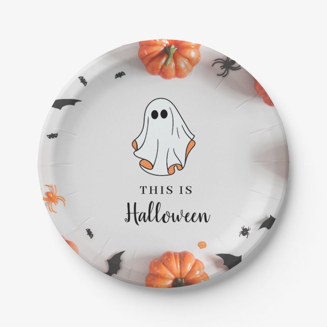Groovy Ghost retro Halloween Pappteller (Vorderseite)