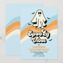 Groovy Ghost Retro Halloween Spooky Vibes Blue Einladung